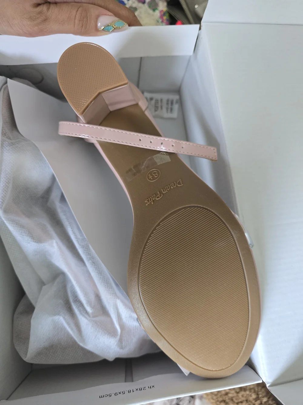 Dream Pairs Pink Block Heel Sandals with Clear Toe Strap